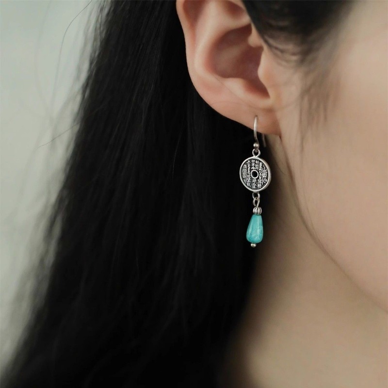 Ethnic Fashion Co In - Ohrringe aus 925er-Sterlingsilber, alte chinesische mythologische