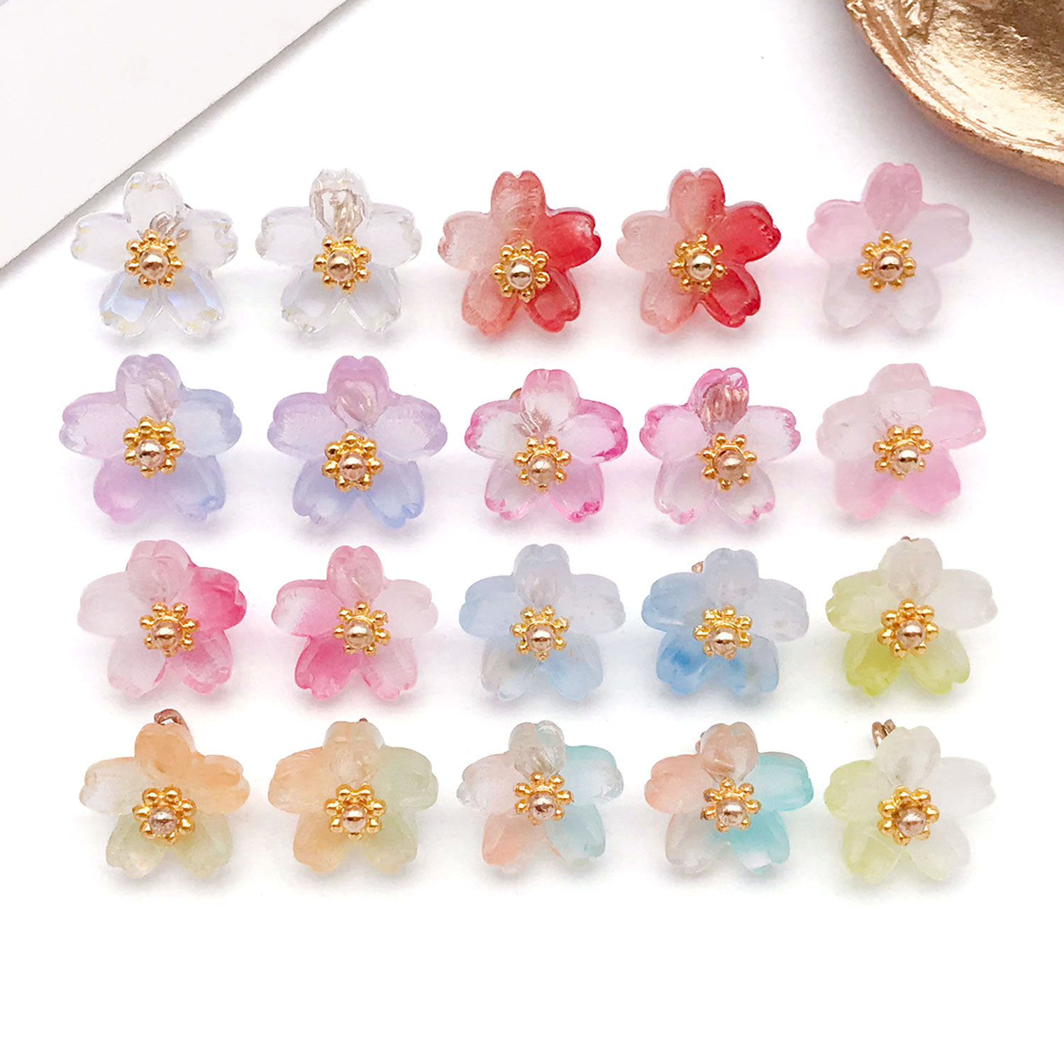Ethnic Modern Fashion - 10/20 Stück lebendige Kirschblüten-Anhänger aus Glas