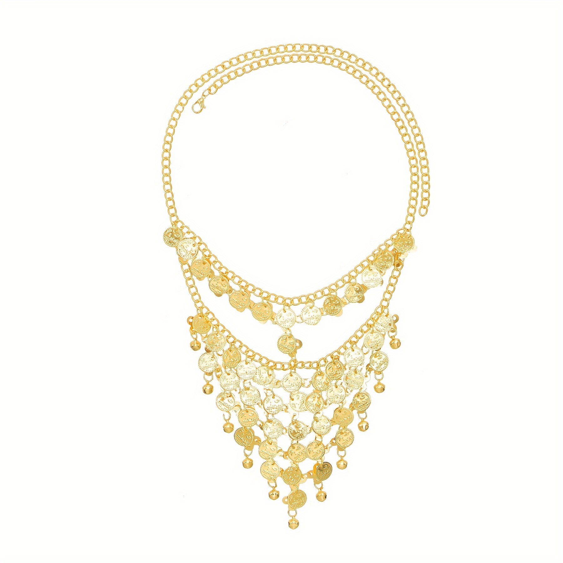 Goldfarbene Münzen, lange Kett – Ethnic Fashion Co In Bewertung und Preis